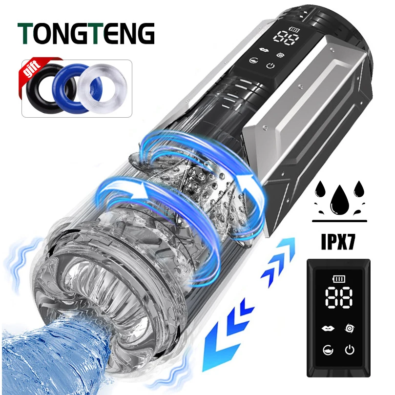Masturbateur automatique à piston pour hommes, masturbateur à rotation télescopique, tasse de vagin, jouets sexuels pour adultes
